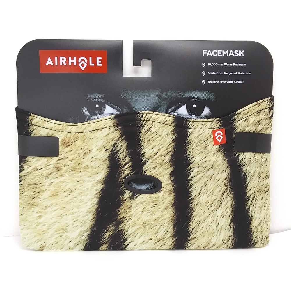 AIRHOLE Fur Pattern Smooth Poly Fleece Lined 2 Layer Mouth Hole Facemask NWT